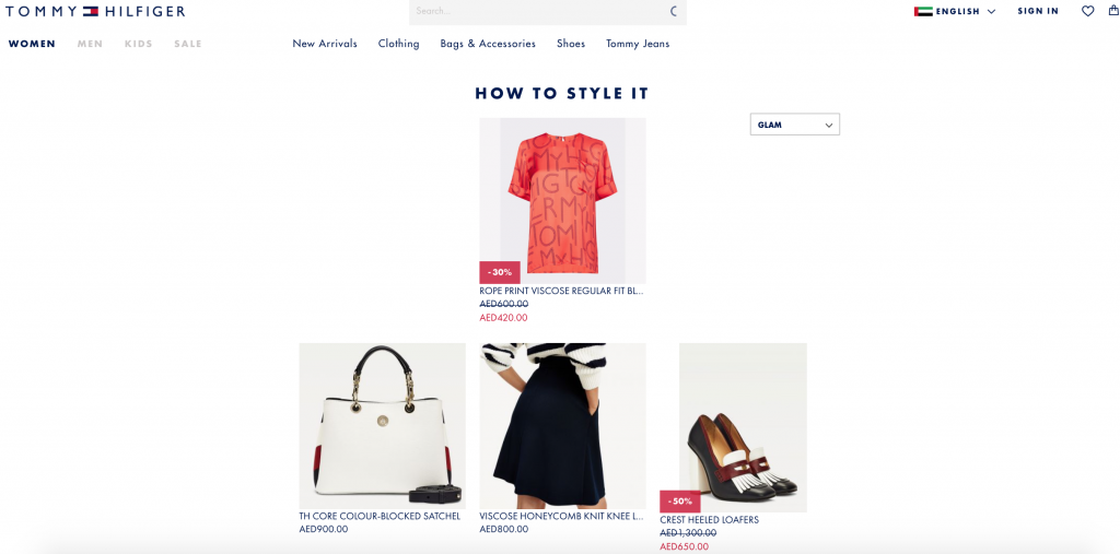 complete the look recommendations layout Tommy Hilfiger - Intelistyle