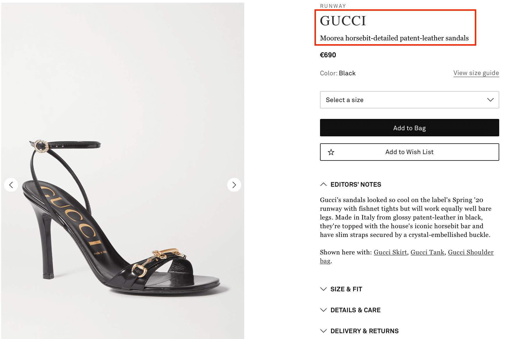Ecommerce product pages optimization Gucci shoes Ecommerce product pages optimization Gucci shoes