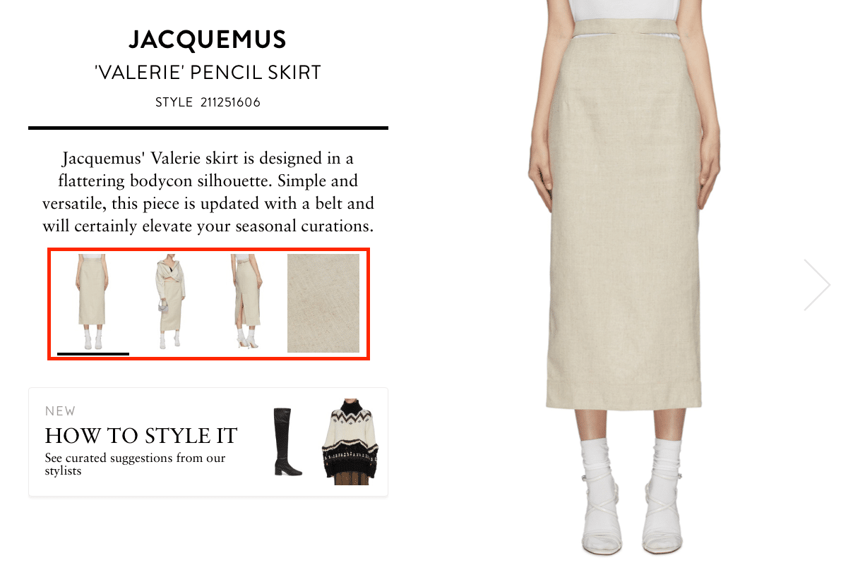 Ecommerce product pages optimization Jacquemus skirt Ecommerce product pages optimization Jacquemus skirt