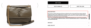 Ecommerce product pages optimization Saint Laurent bag