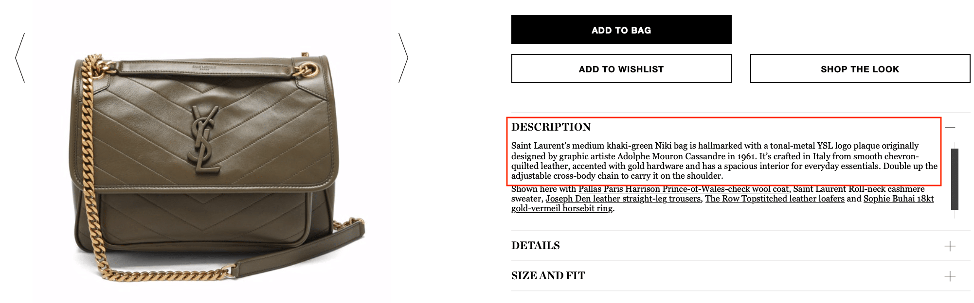 Ecommerce product pages optimization Saint Laurent bag Ecommerce product pages optimization Saint Laurent bag