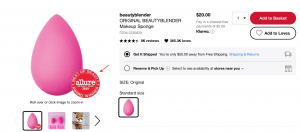 Ecommerce product pages optimization Sephora badge