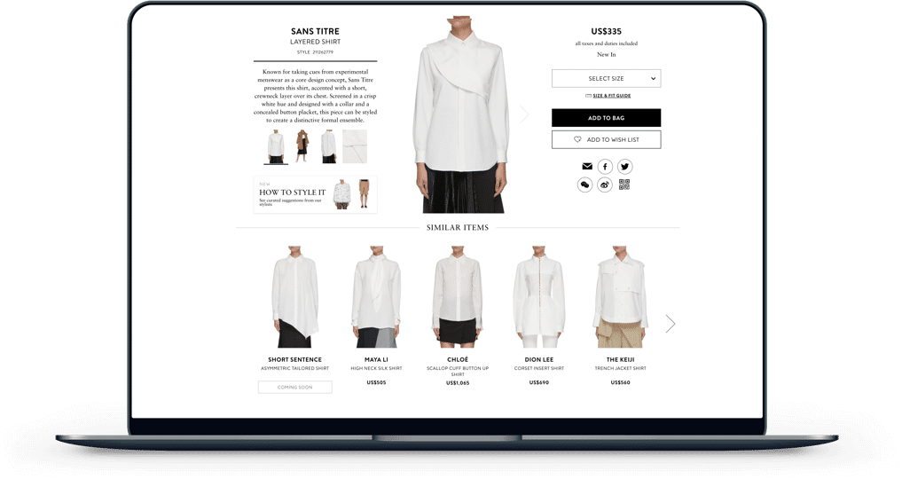 ecommerce-VSimilar-visual Fashion Personalisation Example