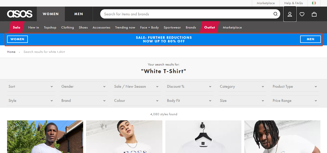 Asos sale banner below search Asos sale banner below search